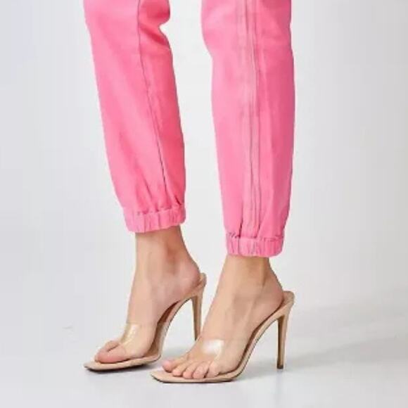 RISEN Pink Denim Style High Waist Rise Joggers Casual NEW Size 5 Waist 27 - Picture 7 of 7